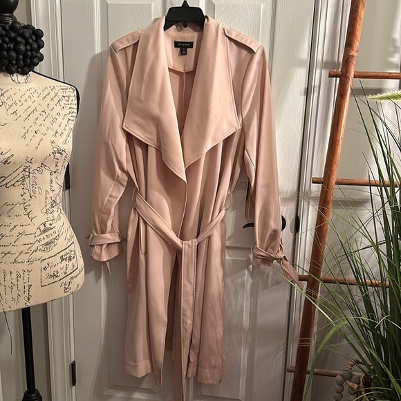 Halogen Drape Tie Waist Trench Coat in Pink Smoke, Size 3X (22/24) NWT - Picture 2 of 15